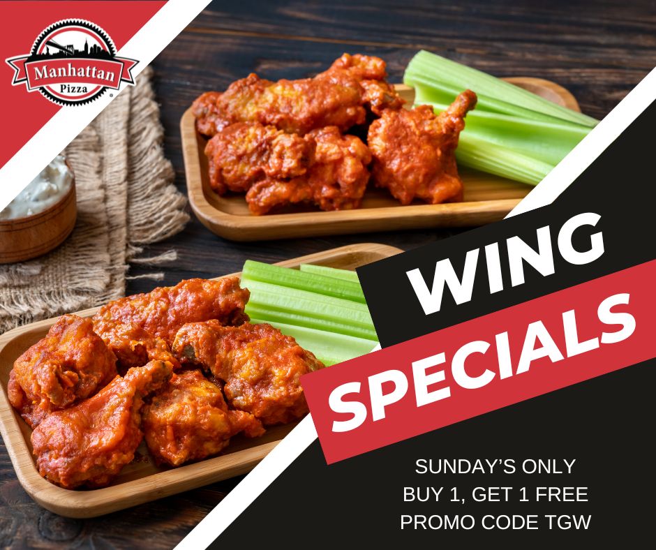 Sunday Wing Specials! Buy 1, Get 1 Free with promo code: TGW icon