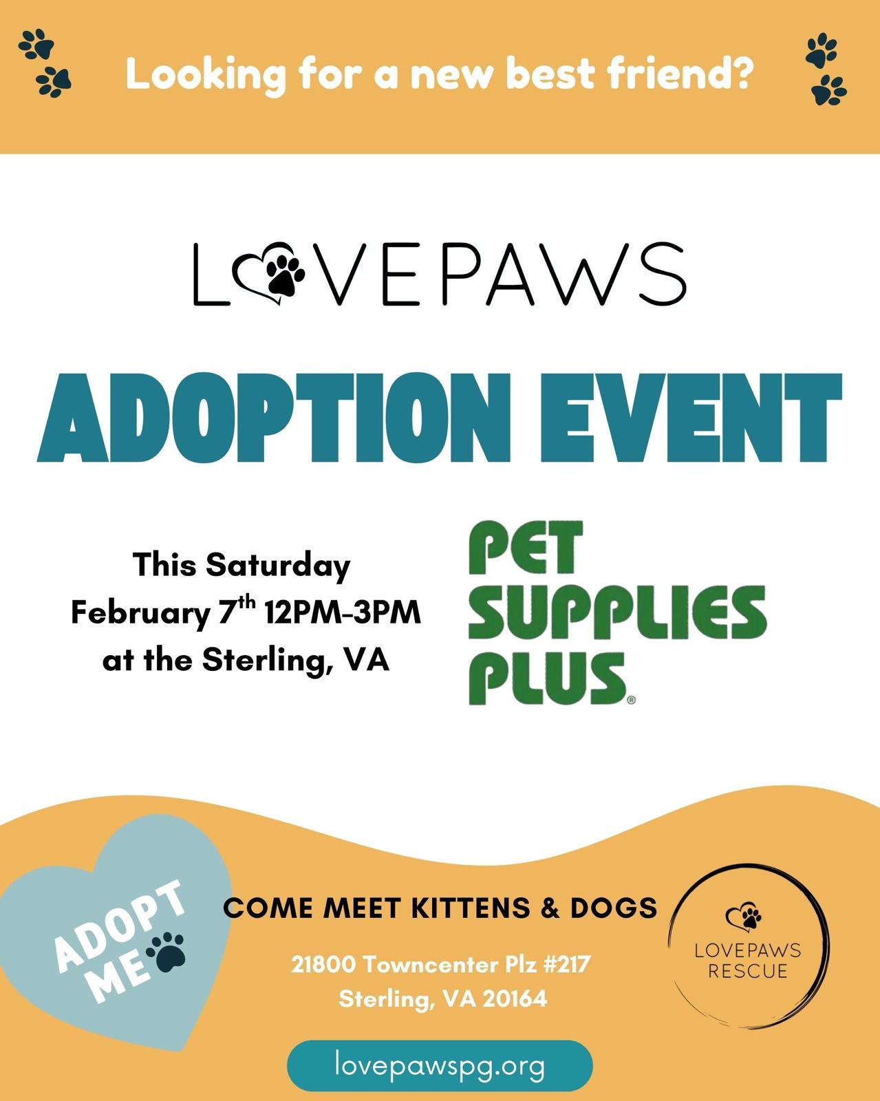 Love Paws Adoption Event at Pet Supplies Plus icon